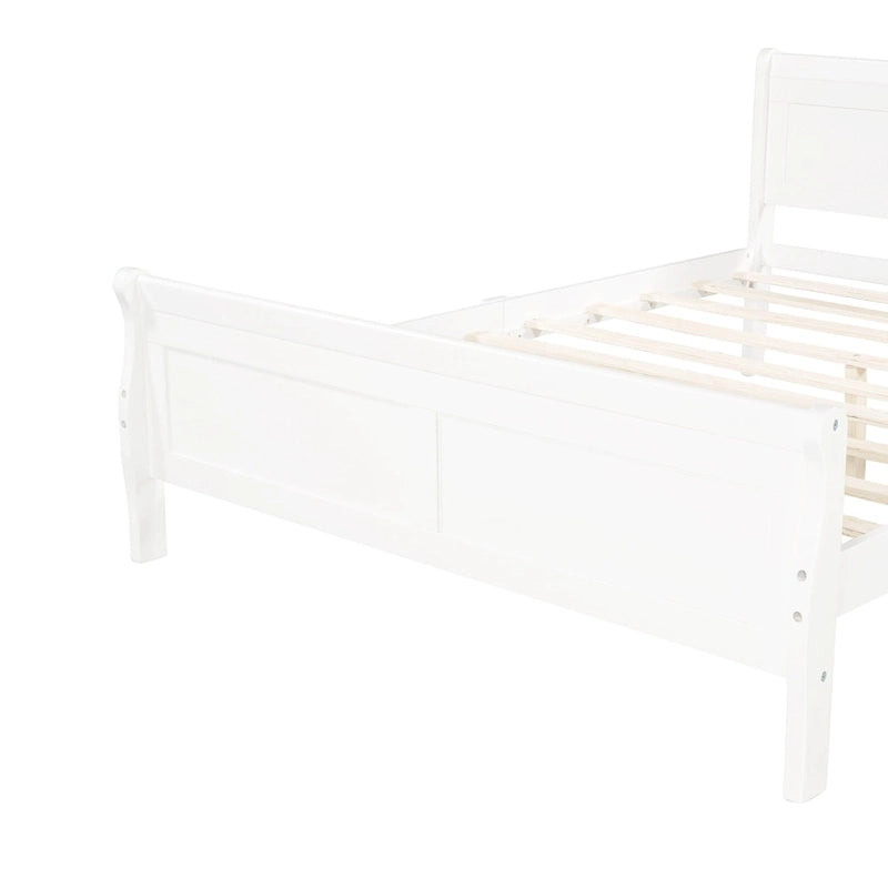 Wood Platform Bed with Headboard and Wooden Slat Support