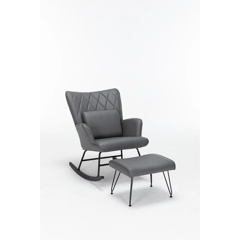 Rocking Chair, Glider Chair, Rocking Accent Chair with Lumbar Pillow and Ottoman for Nursery/Living Room/Bedroom