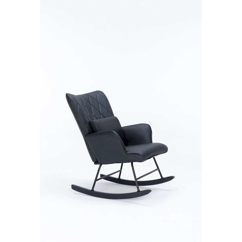 Rocking Chair, Glider Chair, Rocking Accent Chair with Lumbar Pillow and Ottoman for Nursery/Living Room/Bedroom