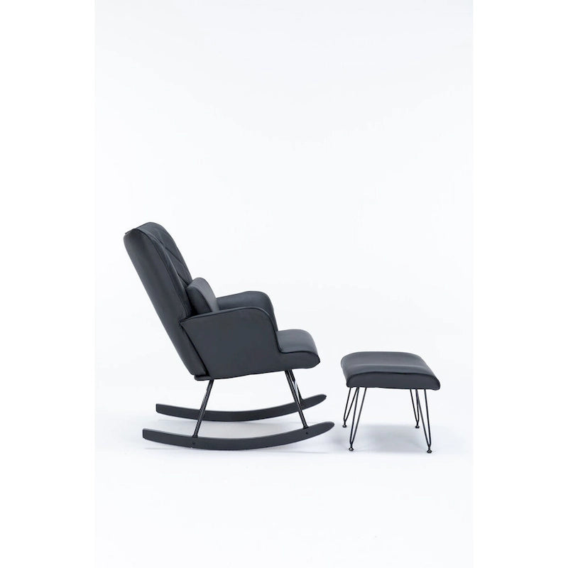 Rocking Chair, Glider Chair, Rocking Accent Chair with Lumbar Pillow and Ottoman for Nursery/Living Room/Bedroom