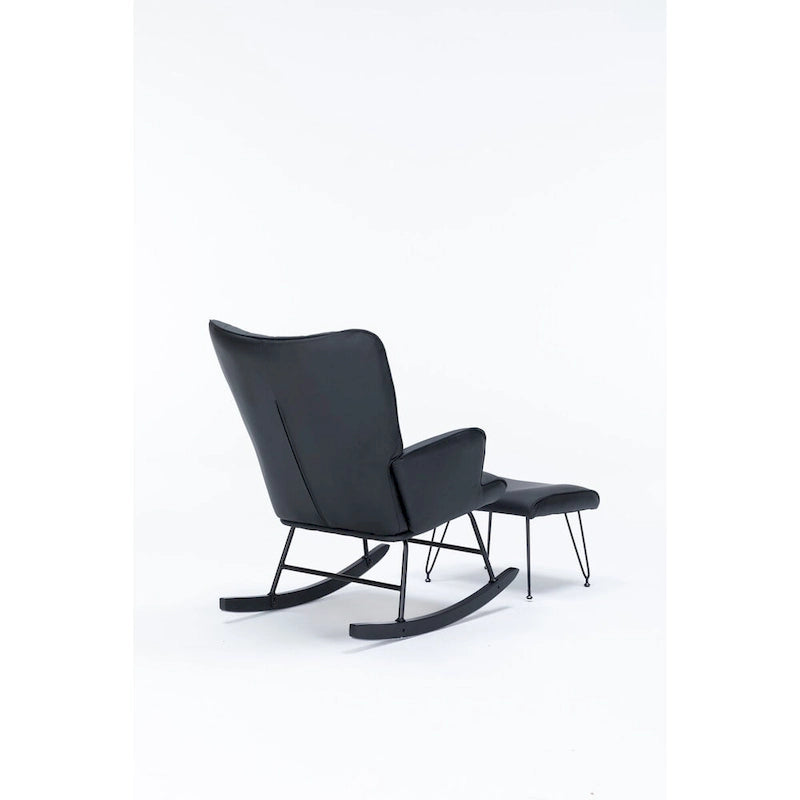 Rocking Chair, Glider Chair, Rocking Accent Chair with Lumbar Pillow and Ottoman for Nursery/Living Room/Bedroom