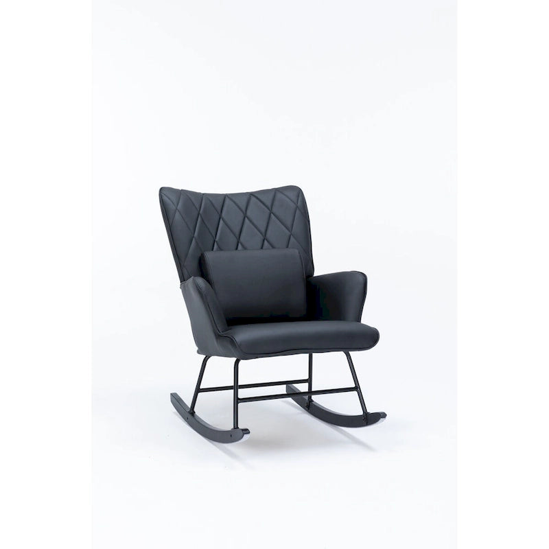 Rocking Chair, Glider Chair, Rocking Accent Chair with Lumbar Pillow and Ottoman for Nursery/Living Room/Bedroom
