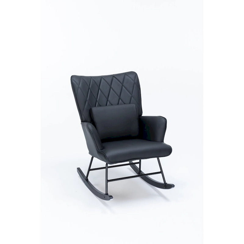 Rocking Chair, Glider Chair, Rocking Accent Chair with Lumbar Pillow and Ottoman for Nursery/Living Room/Bedroom