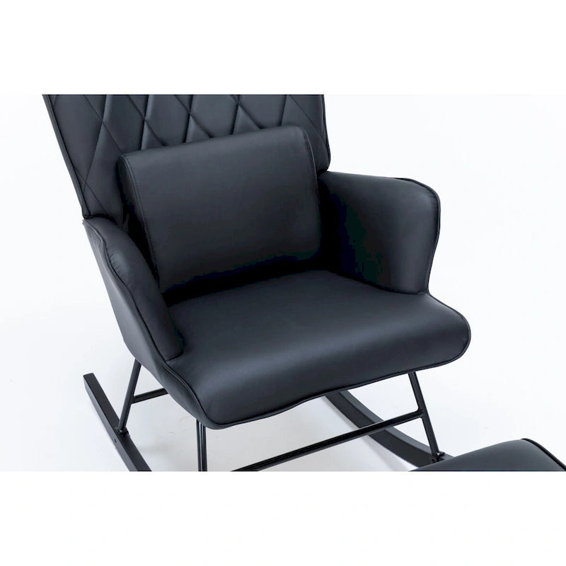 Rocking Chair, Glider Chair, Rocking Accent Chair with Lumbar Pillow and Ottoman for Nursery/Living Room/Bedroom