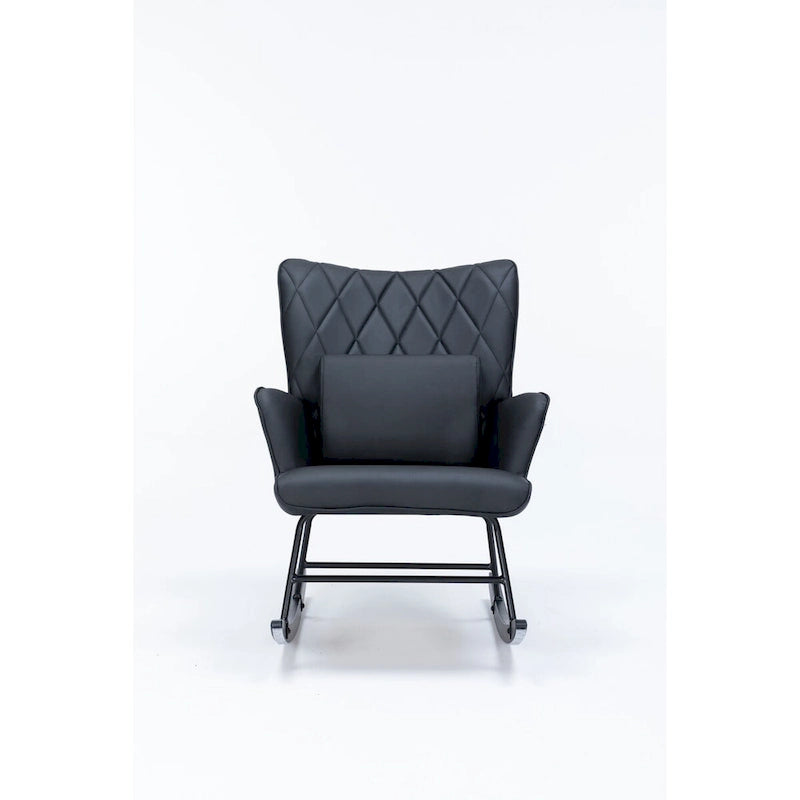 Rocking Chair, Glider Chair, Rocking Accent Chair with Lumbar Pillow and Ottoman for Nursery/Living Room/Bedroom