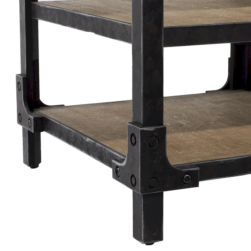 Wood 2 Shelves Side End Accent Table - Brown - Roche River Decor