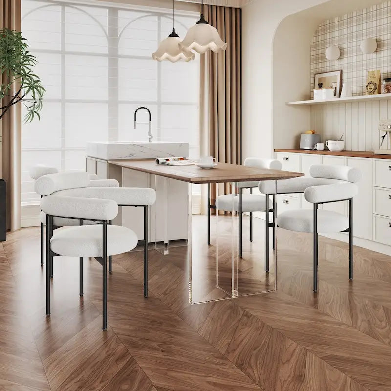 Gepolsterte Armlehnstühle für Esszimmer mit Metallbeinen für Zuhause, Küche, Wohnzimmer (2er-Set)