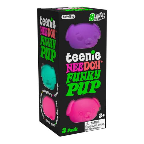 Nee Doh Teenie Funky Pups Lot de 3 jouets Squish Ball Fidget 3,8 cm