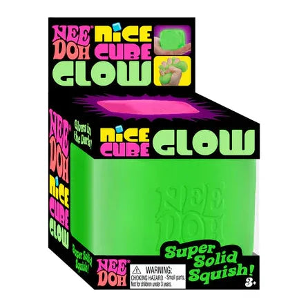 Nee Doh Nice Cube GLOW Squish Ball Fidget Toy 2.5 inches
