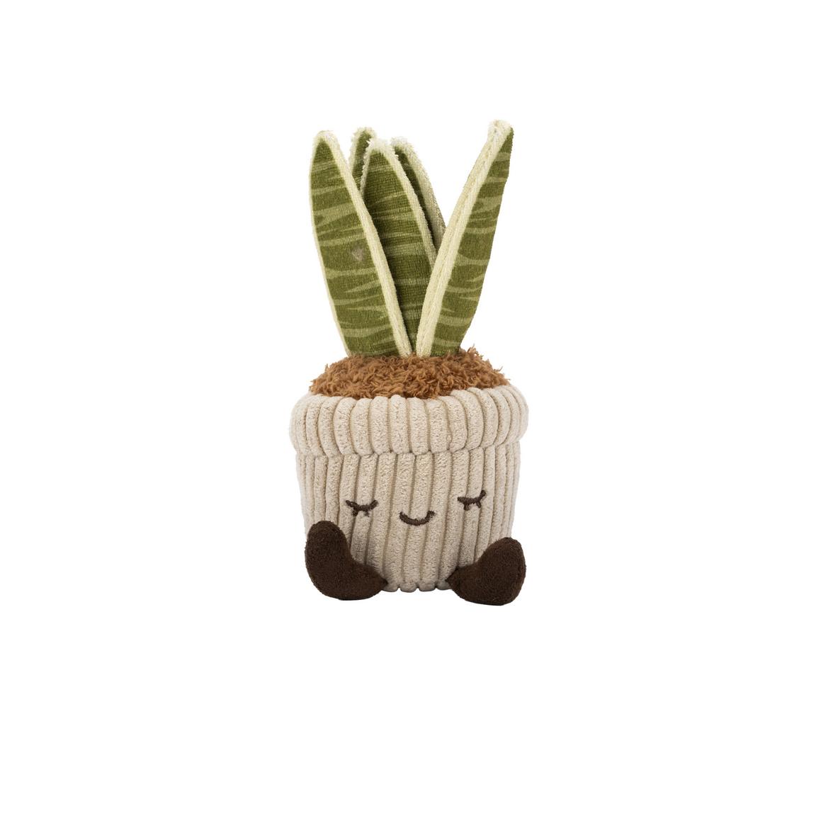 Plante serpent en velours côtelé pour serre, jouet en peluche de 6 pouces – plante en pot douce avec un joli visage souriant