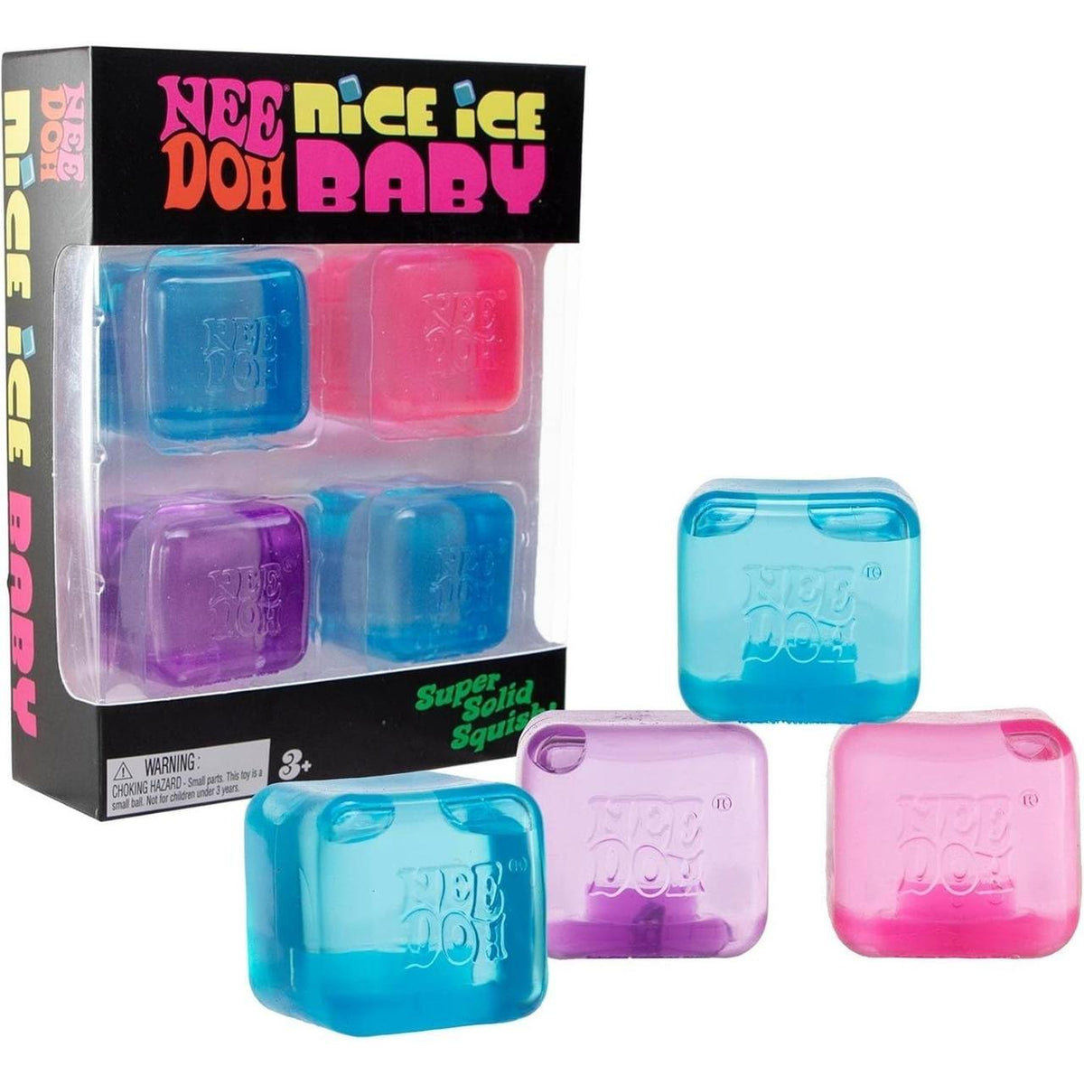 Nee Doh Nice Ice Baby Lot de 4 jouets Squish Ball Fidget 3,8 cm