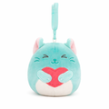 Squishmallows Val26 Katzen-Clip-Plüschtier – Weiches Plüschtier zum Anstecken für den Valentinstag, verschiedene Ausführungen