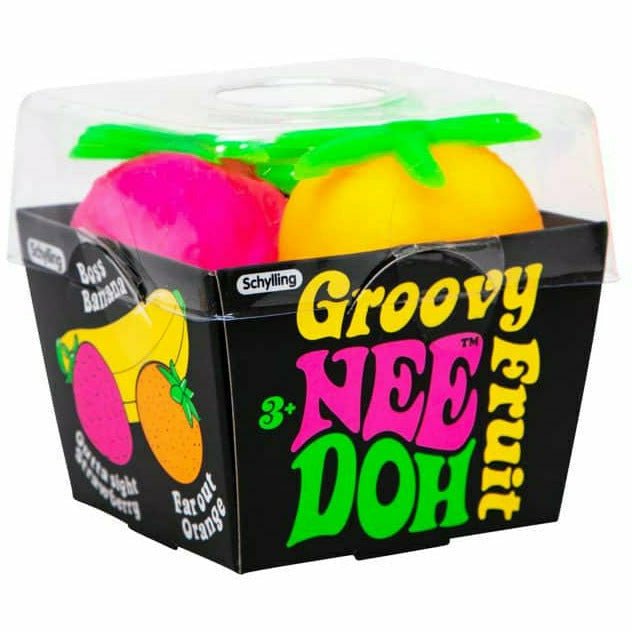 Nee Doh Groovy Fruit 2,5 pouces Squish Ball Fidget Toy - Ensemble de 3 fruits