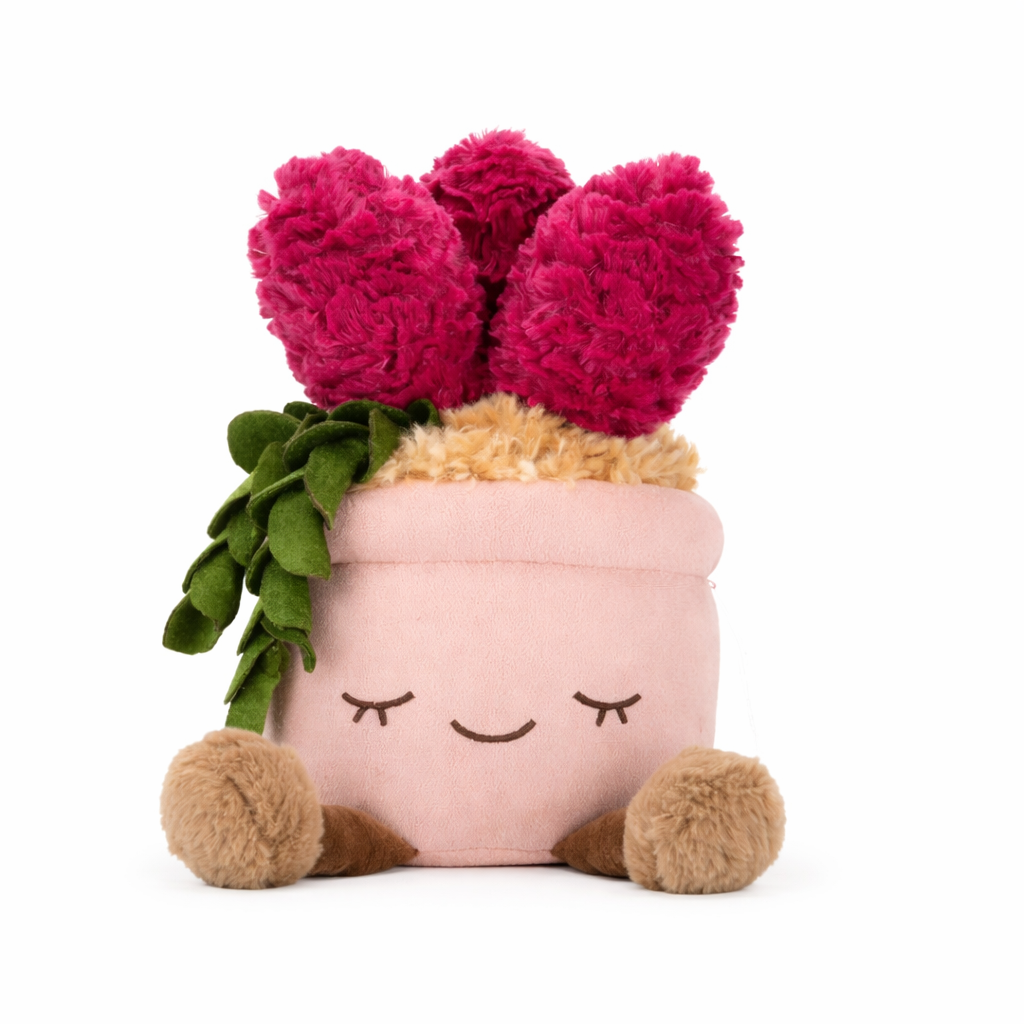 Jouet en peluche succulente rose mignon avec pot en tissu doux – jouet décoratif en peluche plante souriante pour enfants et chambres de crèche
