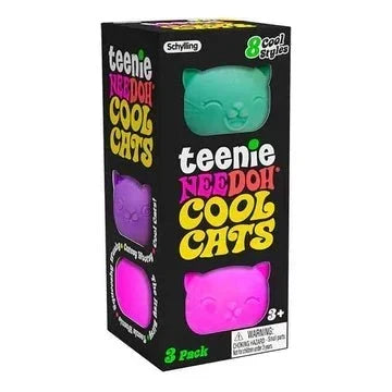 Nee Doh Teenie Cool Cats Lot de 3 jouets Squish Ball Fidget 3,8 cm